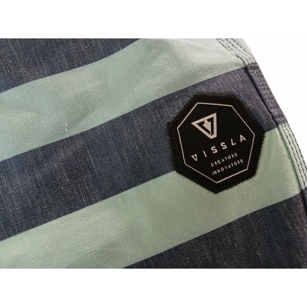 Vissla Mens Upcycled Boardshorts Size 32 Parallels Stripes Poly Hemp Swim Shorts - Picture 12 of 14
